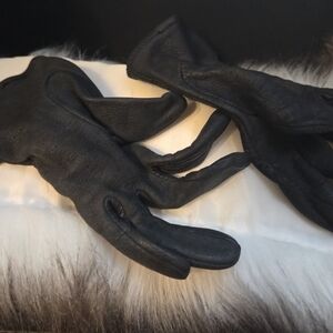 Genuine Leather Gloves Black Soft Thin Driving Riding‎ Lined Womens Size Small
